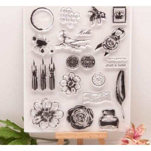 Feather Pen Transparent Clear Silicone Stamp Seal Cutting DIY Scrapbooking Rubber Coloring Embossing Diary Decoration Reusable