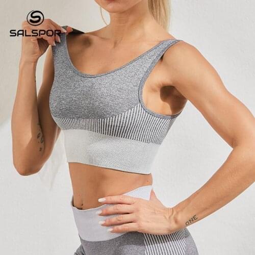 SALSPOR Womens Seamless Sports Push Up Bra Fitness Running Bralette Tank Top Breathable Workout Gym Activewear Female Underwear