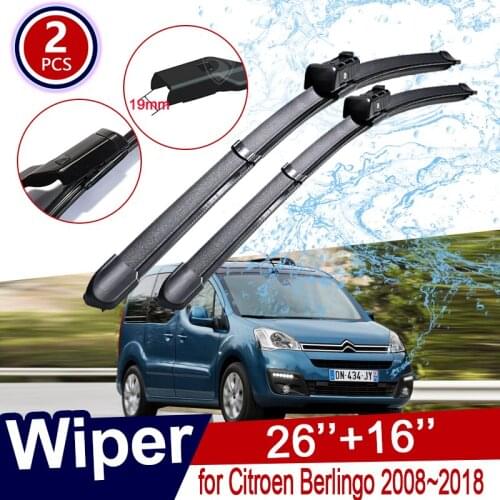 For Citroen Berlingo 2008~2018 B9 Car Wiper Blades Front Windscreen Wipers Car Stickers 2011 2012 2013 2014 2015 2016 2017