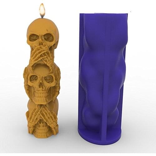New large size 3D skull candle silicone mold DIY Halloween funny shape chocolate ice cube mold resin skull mold making tool