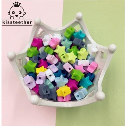 Silicone Beads Star Shape 100pcs 14mm Food Grade Teether BPA Free Ecofriendly Beads Bracelet Diy Jewelry Baby Teether