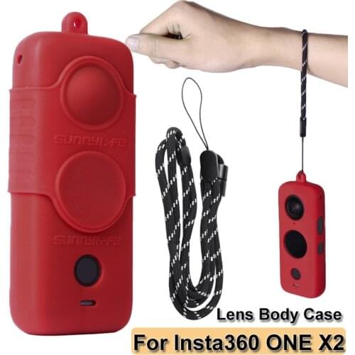 Lens Body Silicone Case for Insta360 ONE X2 Soft Screen Protective Cover with Lanyard for Insta360 ONE X2 Camera Accessories