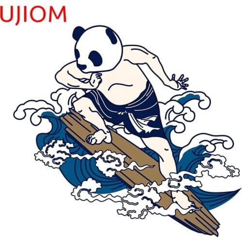 UJIOM Cartoon Surfing Panda Wallstickers Bathroom Wall Poster Kids Room Decoration Removable Wallpaper Art Decals Home Decor