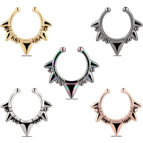 Punk Style C-Type Fake Nose Piercing Ornament Fake Septum Piercing Nostril Nose Rings Studs Helix Cartilage Tragus Ring