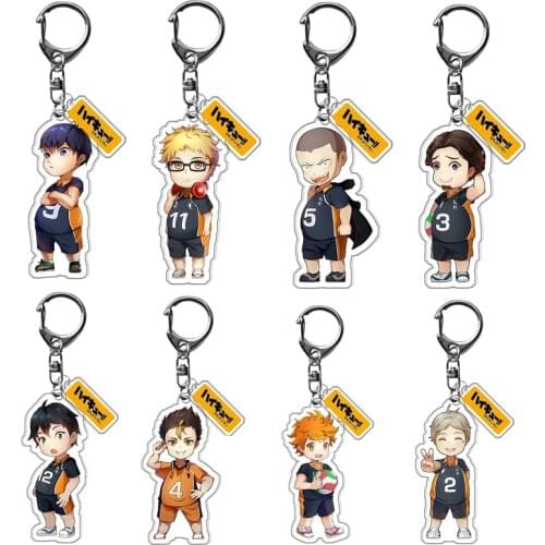 Japan Anime Haikyuu Action Figure Keychain Volleyball boy Key Chain Cartoon Cute Figure Keyring Action Model For Kids Toys