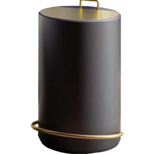 Slow down function metal pedal trash can light luxury texture creative household poubelle pressing type round lixeira