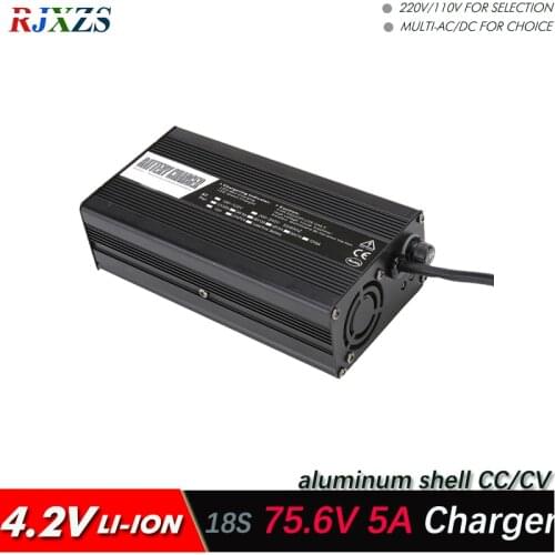 75.6V 5A charger for 18S lipo/ lithium Polymer/ Li-ion battery pack smart charger support CC/CV mode 4.2V*18=75.6V