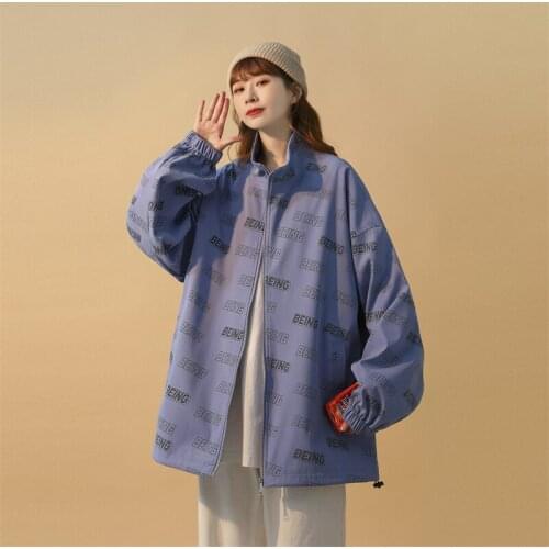 Women Jacket Spring and Autumn Womens Coat Casual Loose Bomber Jacket Street Hip Hop Printing Jackets For Women 2021 New Korean