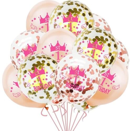 ZLJQ 1st Birthday 2nd 3rd Balloons Boy Girl Latex Balloons Confetti My 1 First Birthday Party Decoration Kids Birthday Balloon