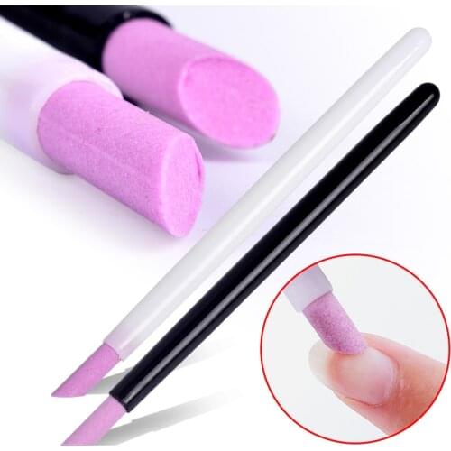 YZWLE 1pc black & white Scrub pen Nails tool Quartz Nails Pen Nail Art Carving Pen Brushes Acrylic Handle Salon Tool 2020 new