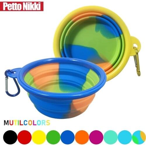 350ml 1pc Collapsible Dog Bowls Feeder With Carabiner Folding Cat Bowl Travel Dog Feeding Water Travel Portable Puppy Walking