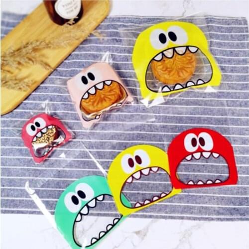 20 Pcs/lot Funny Big Mouth Monster Plastic Bag OPP Self Adhesive Wedding Birthday Cookie Candy Gift Packaging Bags