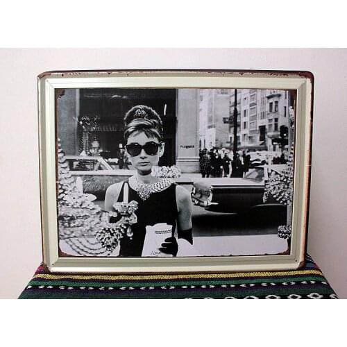 30pcs/lot Metal Sign shabby chic Retro Audrey Hepburn poster metal sign wall decor office House Bar Vintage iron painting N-73 M