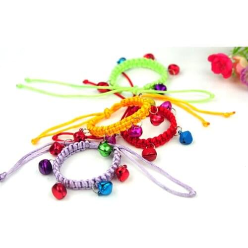 6 Colors Adjustable Collar Harness Braided Pet Dog Collar Cat Kitten Collar Necklace Weave Rope with Bells Pet Lead