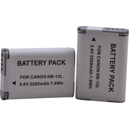 2pcs NB-12L NB 12L NB12L Battery for Canon PowerShot G1 X Mark II G1X Mark 2, FOR PowerShot N100, N100 2200mAh Battery
