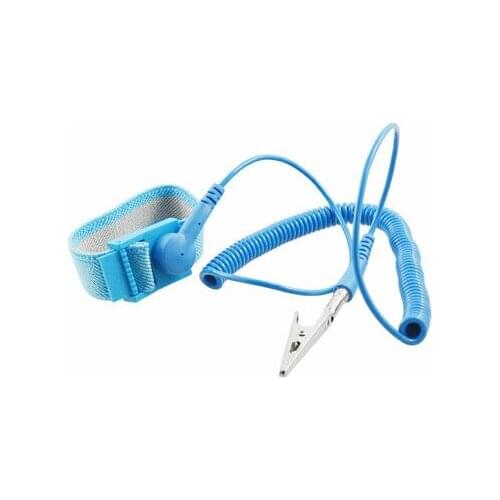 Anti Static ESD Adjustable Wrist Strap Band Blue w Grounding Cable