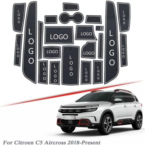 Brand LOGO Car Styling For Citroen C5 Aircross 2018-2020 Latex Gate slot pad Interior Door Groove Mat Non-slip dust Mat