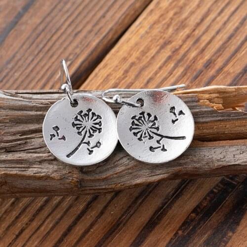 Botanical Dandelion Pendant Earrings Long Round Dangle Earrings for Women Female Party Wedding Fashion Jewelry Gifts for her