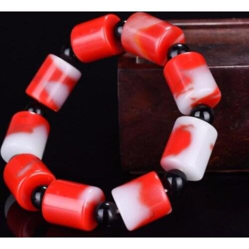 Natural Red White Jade Bangle Charm Jewellery Womens Hand-Carved Jadeite Bracelet Bangles for Women Men Fashion Accessories
