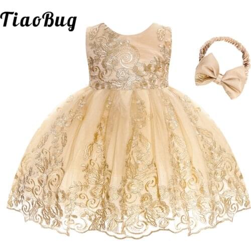 Kids Dress For Girls Baby 1st Year Birthday Dress Infant Sequin Wedding Party Princess Dress Flower Girls Dresses Filles Robes
