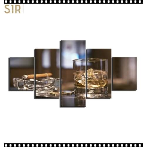 HD 5 Pieces Red Wine Pictures Print Posters Wall HD Art Home Decor for Living Room Painting on The Wall Pictures Wine Wall Art