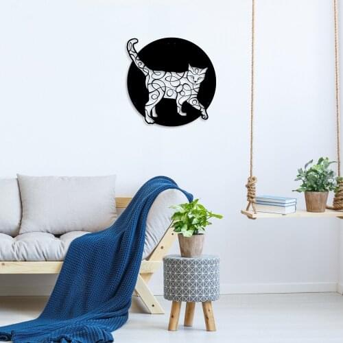 KEDİ METAL DUVAR TABLOSU ŞIK TASARIM DEKOR DEKORATİF PANO 49x49