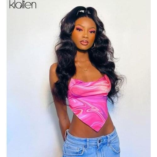 KLALIEN Sexy Hollow Out Backless Bandage Print Vest Women Summer 2021 New Street Clubwear Female Slim Crop Top Activewear