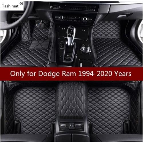 Flash mat leather car floor mats for Dodge ram 1994-2014 2015 2016 2017-2020 Custom auto foot Pads automobile carpet cover