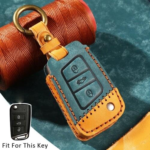 Handmade Leather Car Key Cover Case for Volkswagen VW Golf7 Mk7 Seat Ibiza Leon FR 2 Altea Aztec for Skoda Octavia