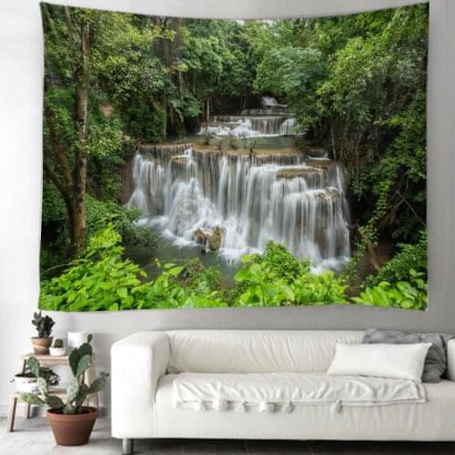 Beautiful waterfall landscape printing big wall tapestry cheap hippie wall hangings bohemian wall tapestry mandala wall hangings