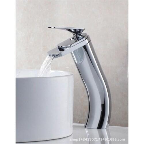 Kitchen faucet plus high platform pots wide mouth waterfall basin faucet single cold water kitchen faucet pull spring taps