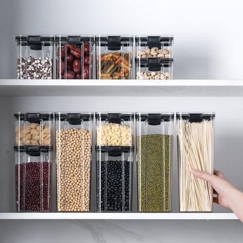 Square Food Sealed Cans Kitchen Storage Fresh-keeping Storage Container Snacks Nuts Tea Grains Storage Box 1PC