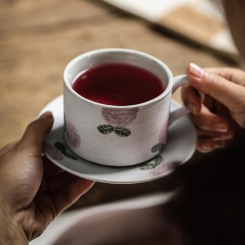 Japanese handmade coffee cup and saucer set stoneware ceramic coffee cup cafe simple retro afternoon tea cup home