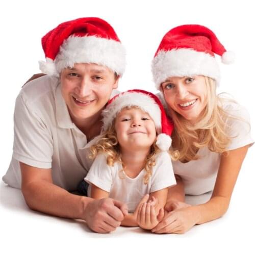 Navidad New Year Thick Plush Christmas Hat Adults Kids Christmas Decorations For Home Xmas Santa Claus Gifts Warm Winter Caps