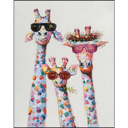 Full Drill Diamond Painting 5D Colorful Sunglass Giraffe Picture Art Mosaic Animal Sale Embroidery Home Decoration Gift FC363