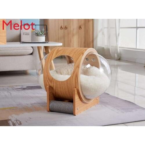 Master Handmade Solid Wood Production Personalized Creative Capsule Capsule Cat Kennel Home Transparent Pet Bed High-End