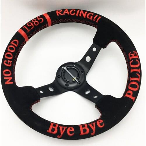 Spceddy 13 Inch 335-340mm 1985 Racing Sport Red Embroidert Suede Leather Deep Dish Drift Car Sport Steering Wheel Universal