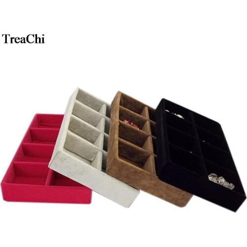 Fine Velvet 8 Grids Jewelry Storage Case 4 Colors Available Ring Pendant Bracelet Display Organizer Exhibition Tray 11*22*3cm