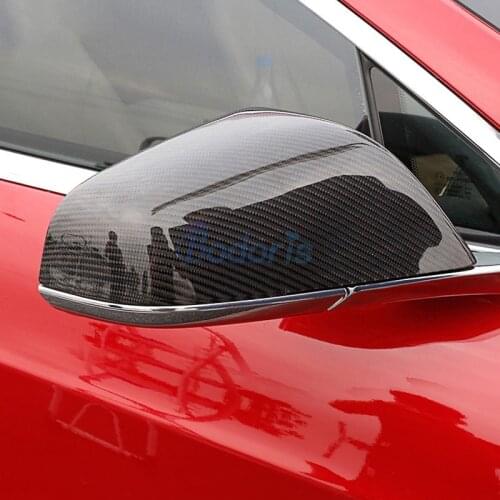 Carbon Fiber Color Side Mirror Cover Door Rear View Overlay Panel 2014-2019 Car-styling For Tesla Model S Accessories