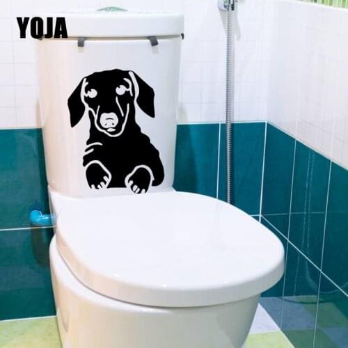 YOJA 17.1X22CM Intereting Animal Dog Breed Home Decor Wall Sticker Toilet Decal Dachshund Posing T5-1616