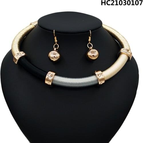 Yulaili Newest Vintage Choker Necklace Drop Earrings For Women Bohemian Torques Maxi Necklaces African Beads Jewelry Sets