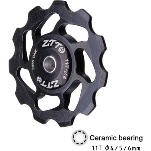 ZTTO 11T MTB Bicycle Rear Derailleur Jockey Wheel Ceramic Bearing Pulley Road Bike Guide Roller 4mm 5mm 6mm Mountain Bike Parts