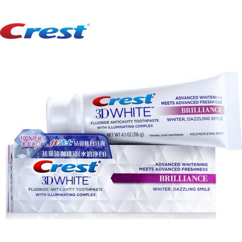 Crest 3D White Toothpaste Advanced Freshness Brilliance Teeth Whitening Smile Whitelock Technology Mousse Foam Tube Tooth Paste