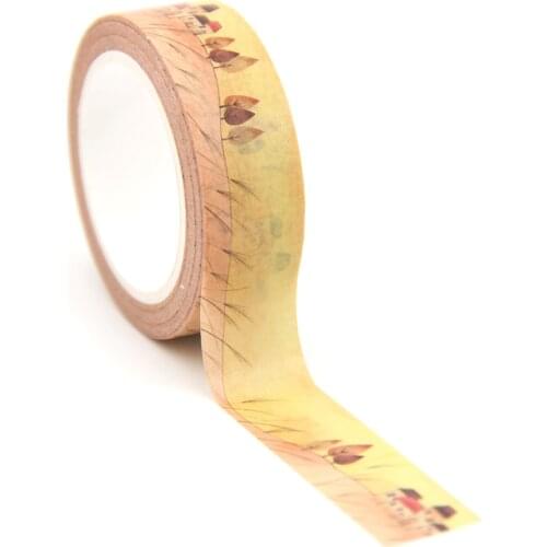 1PC/lot 15MM*10M Autumnal equinox Yellow Leaves washi tape Masking Tapes Decorative Stickers DIY Stationery School Supply