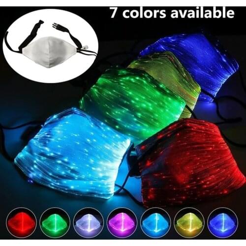 1Pc LED Flashing Mask 7 Colors Luminous Light with USB Charge Masks Break Dance DJ Party Halloween Light Up Masque Masquerade
