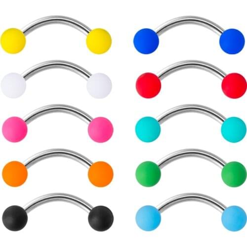 2pcs Acrylic Eyebrow Piercing Curved Barbell Banana Ring Lip Snug Daith Helix Rook Earring Cartilage Tragus Jewelry 16G 3mm Ball