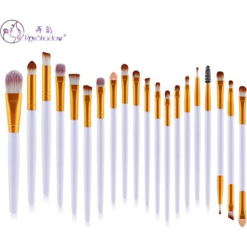 20Pcs Makeup Brushes Set Whit Gold Wooden Handle For Eye Shadow Foundation Powder Eyeliner Eyelash Lip Make Up Brush Beauty Tool