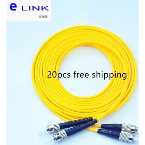 20pcs ST-FC fiber patch cord duplex singlemode 3.0mm yellow cable 1 2 3 4 5 Mtr optical fibre jumper G652D free shipping ELINK