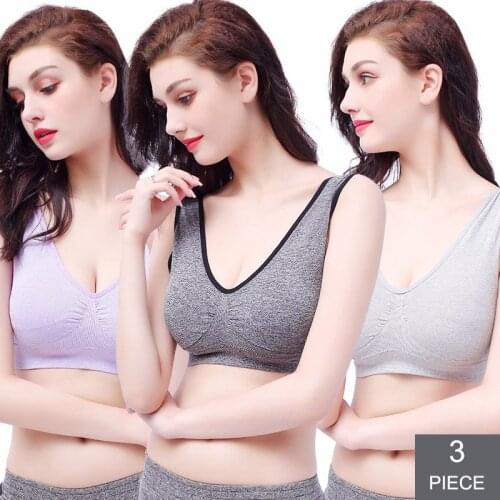 3pcs/pack Plus Size Lingerie Push Up Bra Padded Crop Top Sexy Underwear Women Wireless Bralette Breathable Lenceria Sports Bra