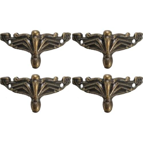4Pcs Retro Bronzed Corner Bracket Wooden Jewelry Gift Box Case Corner Protector Metal Corner Feet Leg Crafts Home Furniture Tool